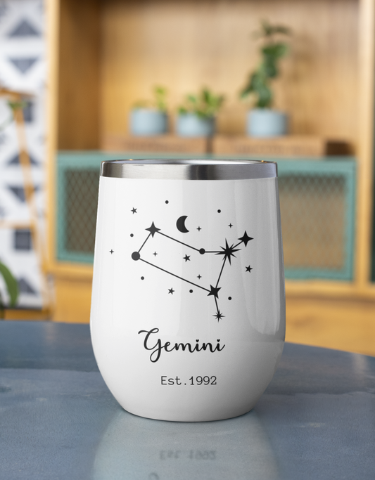 Custom Zodiacal Tumbler with Name and Sign, Birthday Gift, Horoscope Travel Cup, Personalized Star Sign Tumbler for Birthday Manifestation
