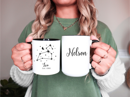 Personalized Zodiac Mug, Horoscope Coffee Cup With Zodiacal Sign , Custom Name Zodiac Sign Mug for Astrology, Birthday & Appreciation Gift