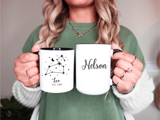 Personalized Zodiac Mug, Horoscope Coffee Cup With Zodiacal Sign , Custom Name Zodiac Sign Mug for Astrology, Birthday & Appreciation Gift