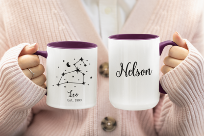 Personalized Zodiac Mug, Horoscope Coffee Cup With Zodiacal Sign , Custom Name Zodiac Sign Mug for Astrology, Birthday & Appreciation Gift