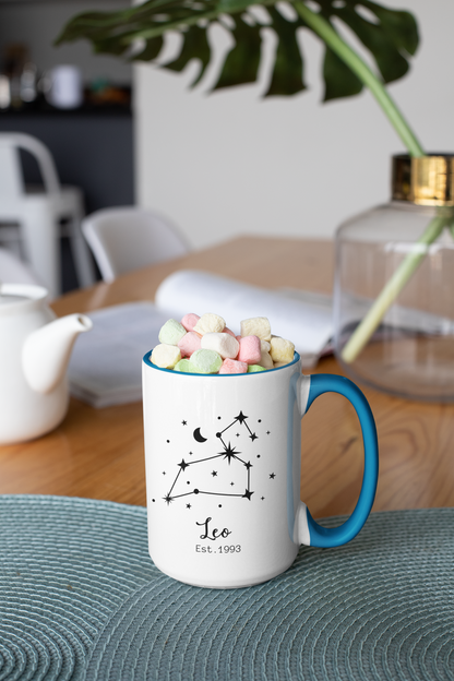 Personalized Zodiac Mug, Horoscope Coffee Cup With Zodiacal Sign , Custom Name Zodiac Sign Mug for Astrology, Birthday & Appreciation Gift
