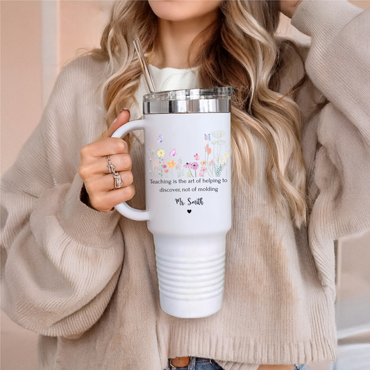 Personalized Teacher Tumbler Gift for Appreciation, Custom Name Cup for Preschool Teachers, End of Year Thank You Gift for Educators