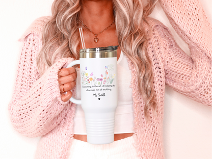 Personalized Teacher Tumbler Gift for Appreciation, Custom Name Cup for Preschool Teachers, End of Year Thank You Gift for Educators