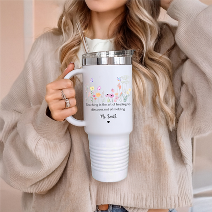 Personalized Teacher Tumbler Gift for Appreciation, Custom Name Cup for Preschool Teachers, End of Year Thank You Gift for Educators