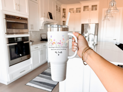 Personalized Teacher Tumbler Gift for Appreciation, Custom Name Cup for Preschool Teachers, End of Year Thank You Gift for Educators
