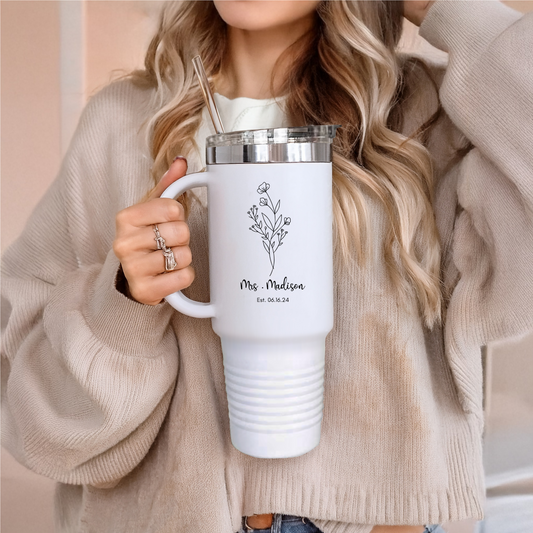 Personalized Bridesmaid Tumbler for Wedding Party, Custom Name Cup for Bachelorette Gifts, Maid of Honor or Mother of the Groom Cup