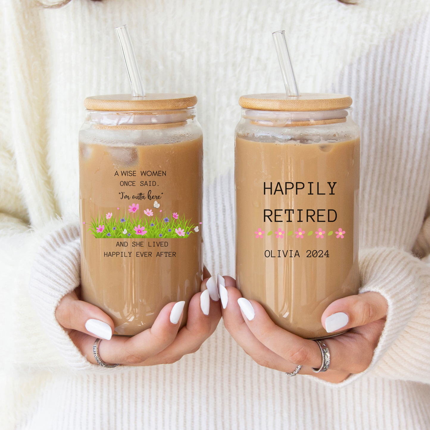 A Wise Woman Once Said Sipper Glass, Personalized Retirement Drinkware for Women's Retirement Gift, Teacher Retirement Sipper Glass