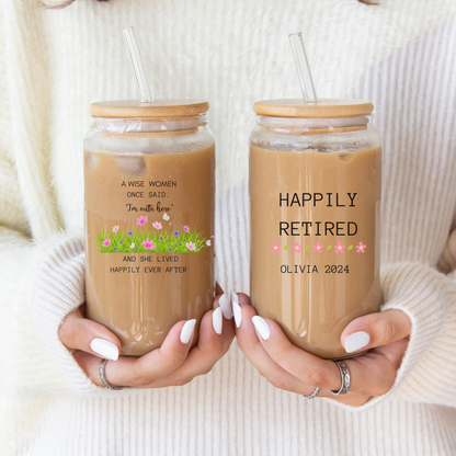 A Wise Woman Once Said Sipper Glass, Personalized Retirement Drinkware for Women's Retirement Gift, Teacher Retirement Sipper Glass