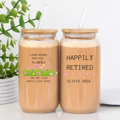 A Wise Woman Once Said Sipper Glass, Personalized Retirement Drinkware for Women's Retirement Gift, Teacher Retirement Sipper Glass