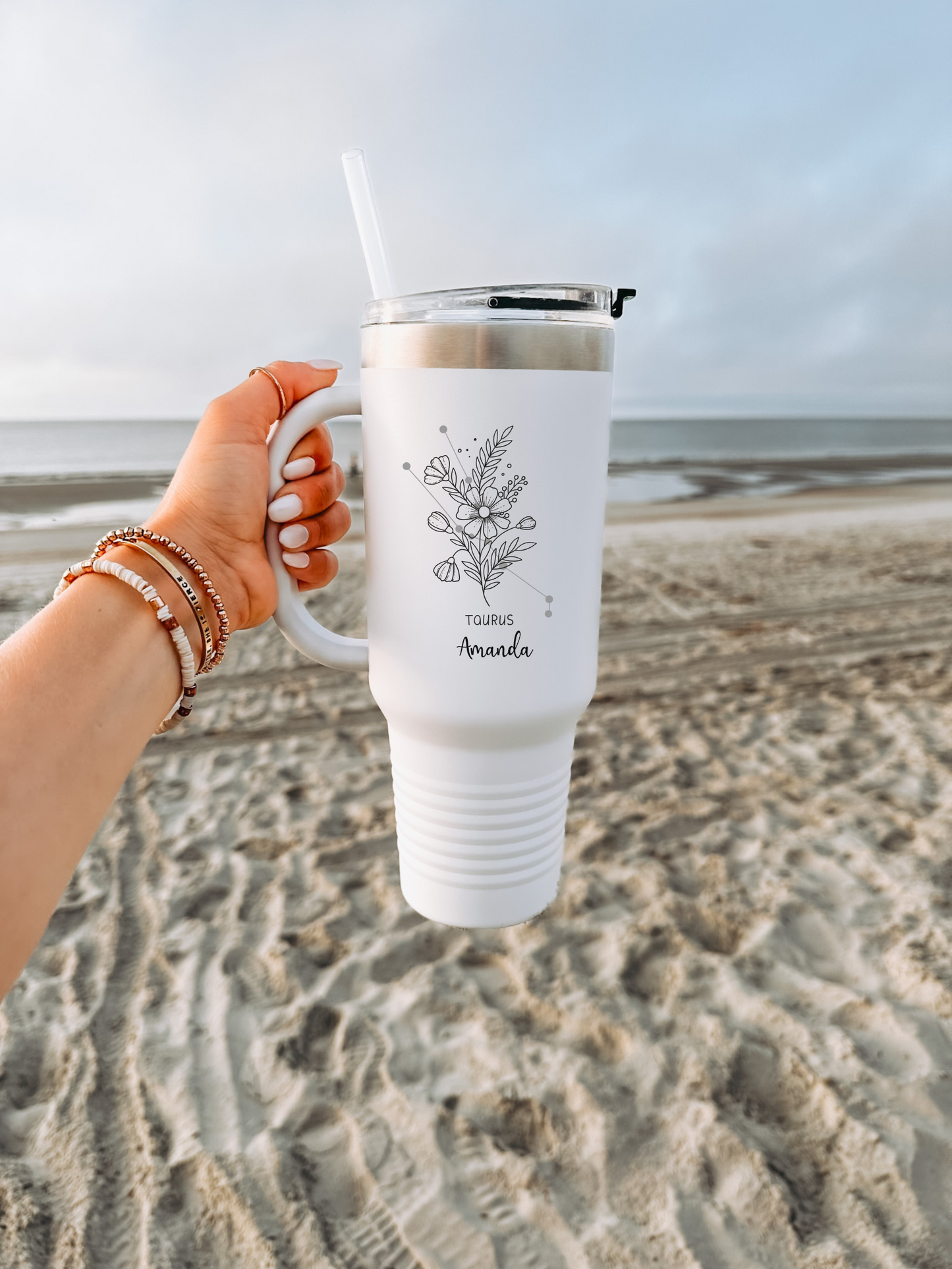 Personalized Zodiac Tumbler with Name, Custom Horoscope Travel Cup, Astrology Sign Gift, Manifestation Travel Mug for Birthday Horoscope