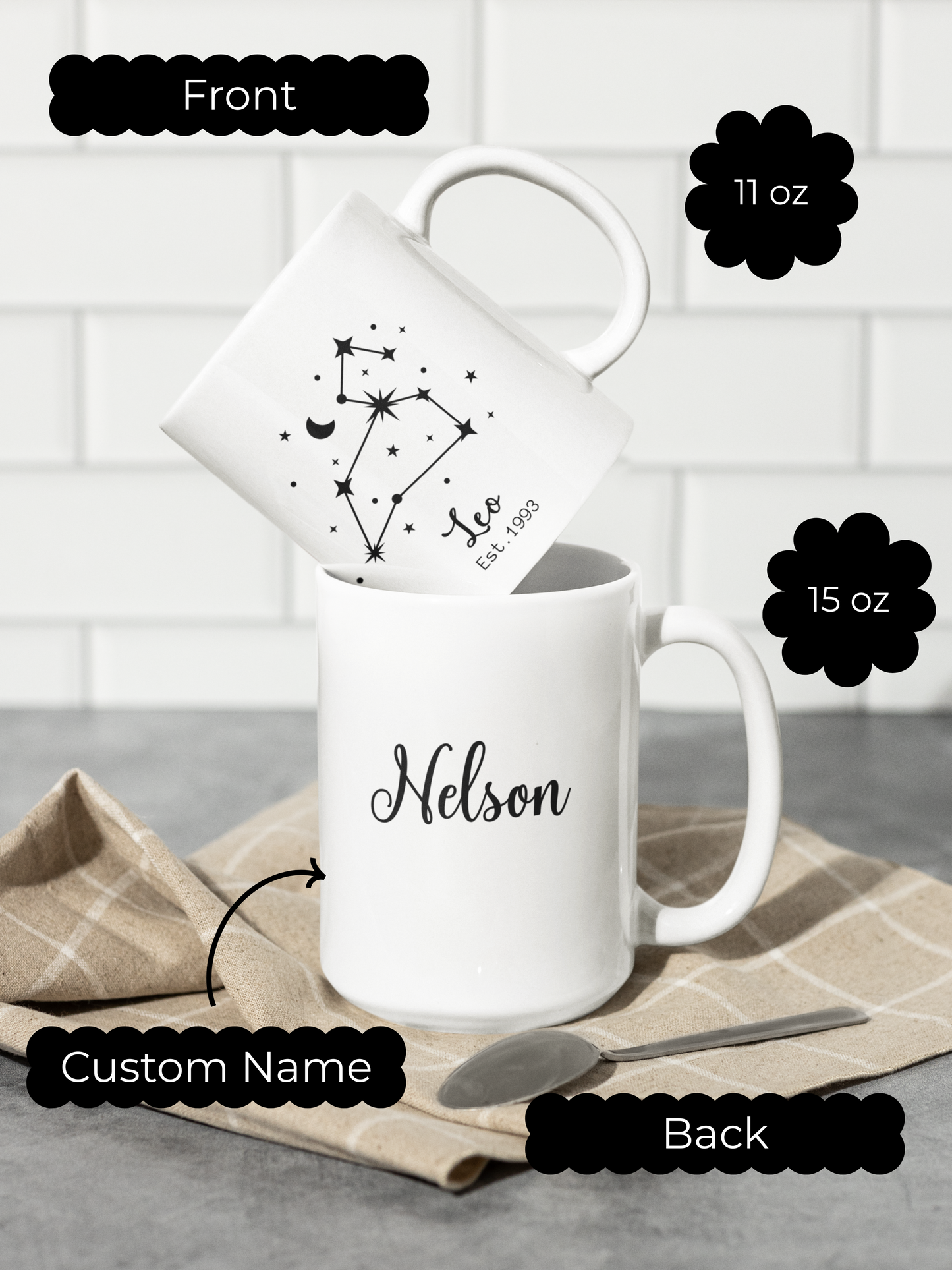 Zodiac Mug Personalized Horoscope Coffee Cup, Custom Name Zodiac Sign Mug for Astrology Lovers, Birthday & Appreciation Gift ,  Zodiacal Mug