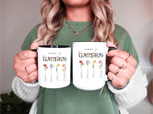 Personalized Grandma Mug with Birth Month Flowers Custom Nana's Garden Cup Gift for Grandma Nana or Mimi Birthday or Mother's Day