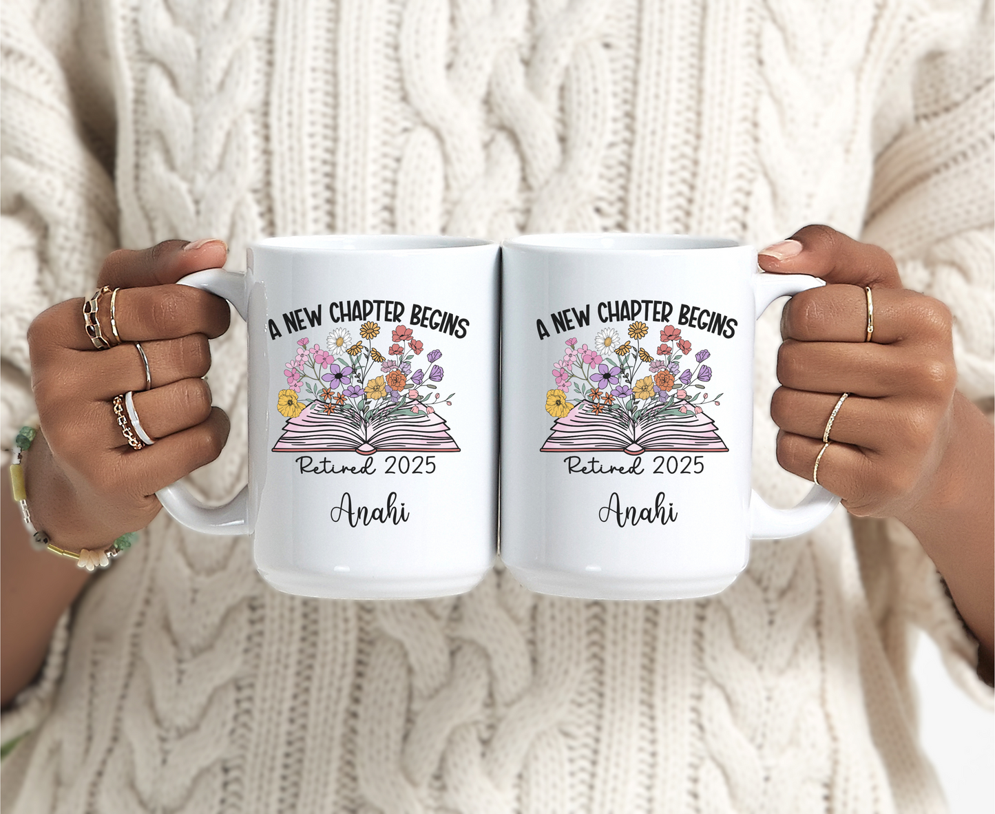 Floral  Retirement Mug with Custom Name Floral Coffee Cup Gift for Coworker Boss Teacher Mom Dad or Friend Retiring Personalized Gift Idea