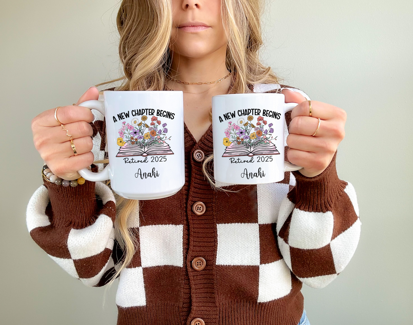 Floral  Retirement Mug with Custom Name Floral Coffee Cup Gift for Coworker Boss Teacher Mom Dad or Friend Retiring Personalized Gift Idea