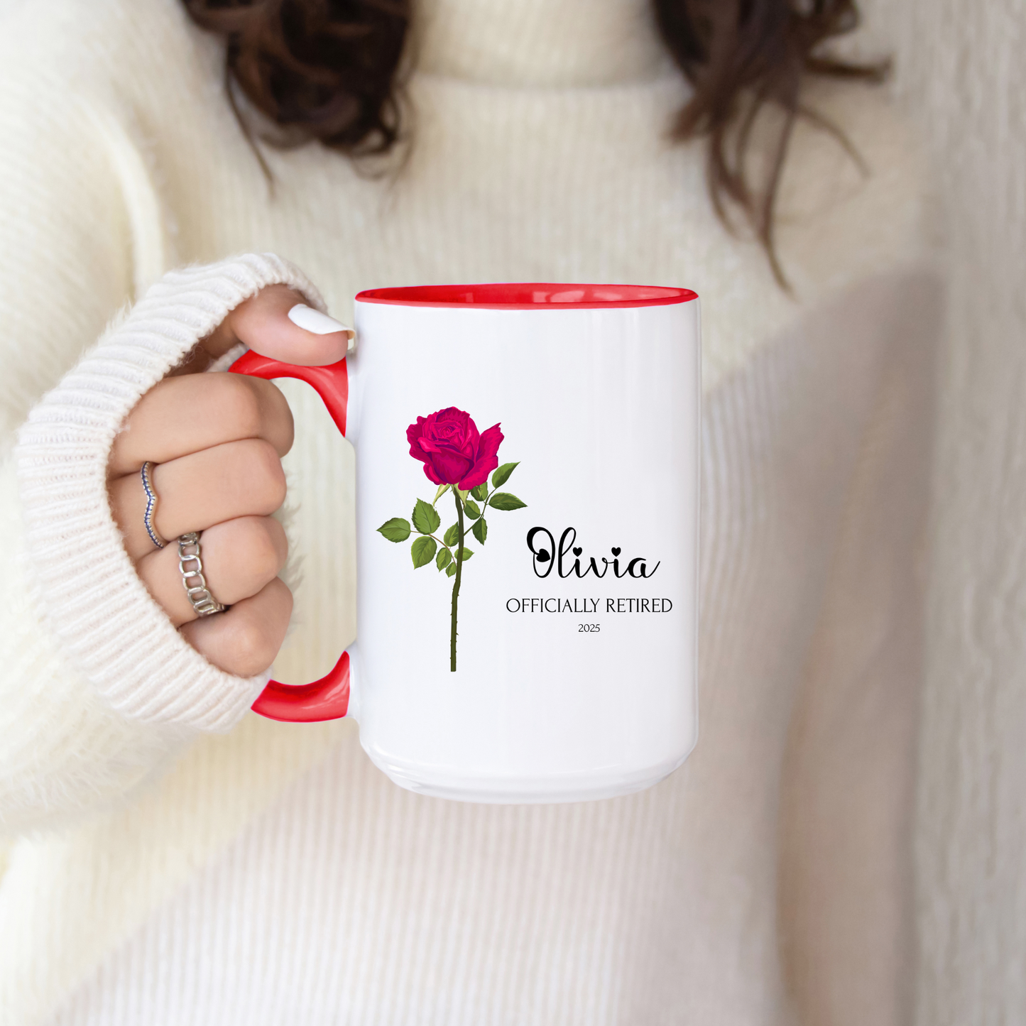 Retirement mug personalized with flowers, custom name & message, perfect floral retirement gift for coworkers, Boss, Friends, Mom and Dad