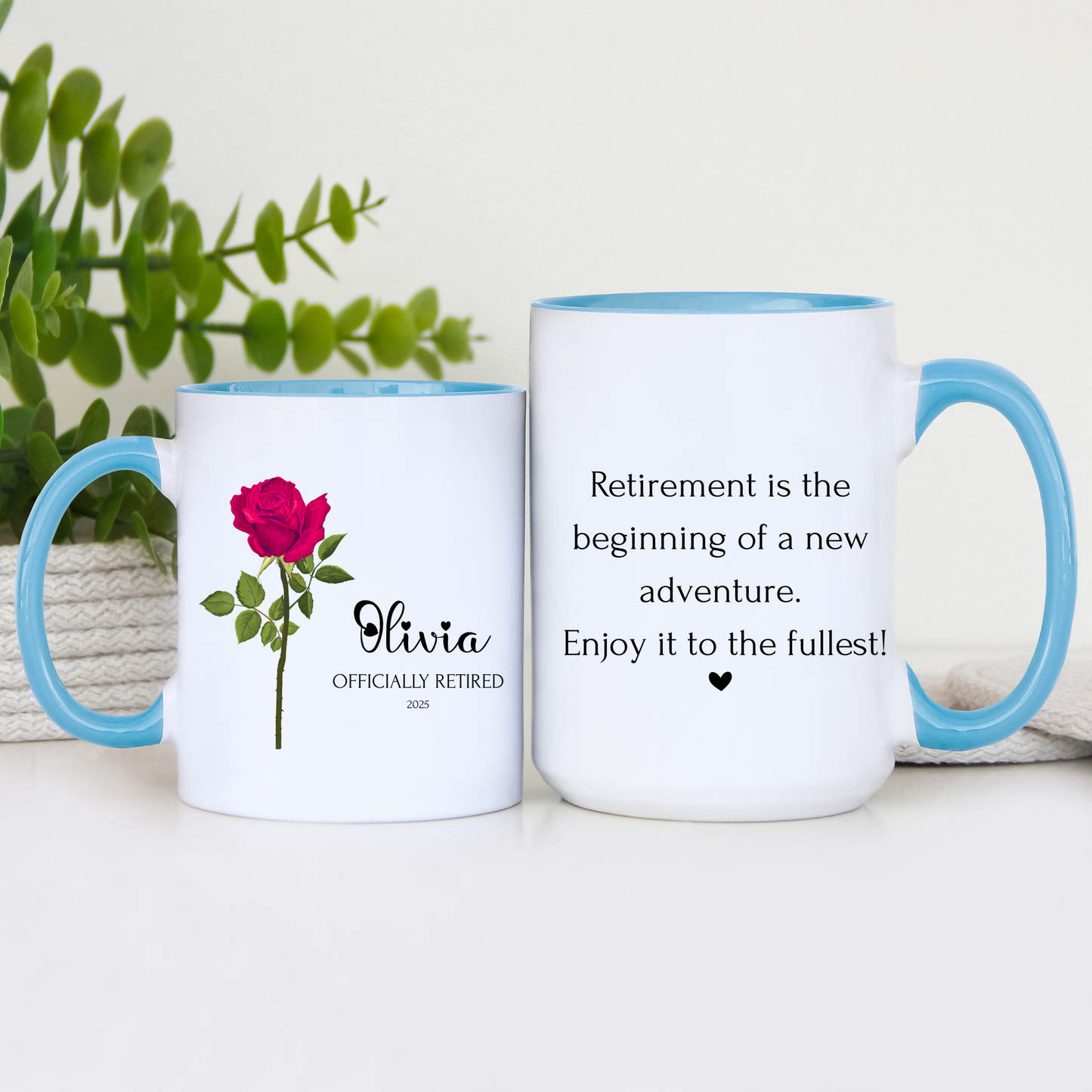 Retirement mug personalized with flowers, custom name & message, perfect floral retirement gift for coworkers, Boss, Friends, Mom and Dad