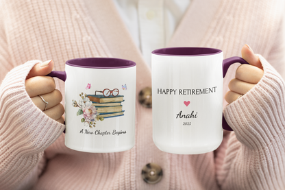 Teacher Retirement Coffee Mug with Name Custom Gift for Coworker Boss Mom Dad Friend or Teacher Personalized Cup for Women or Men, Retired