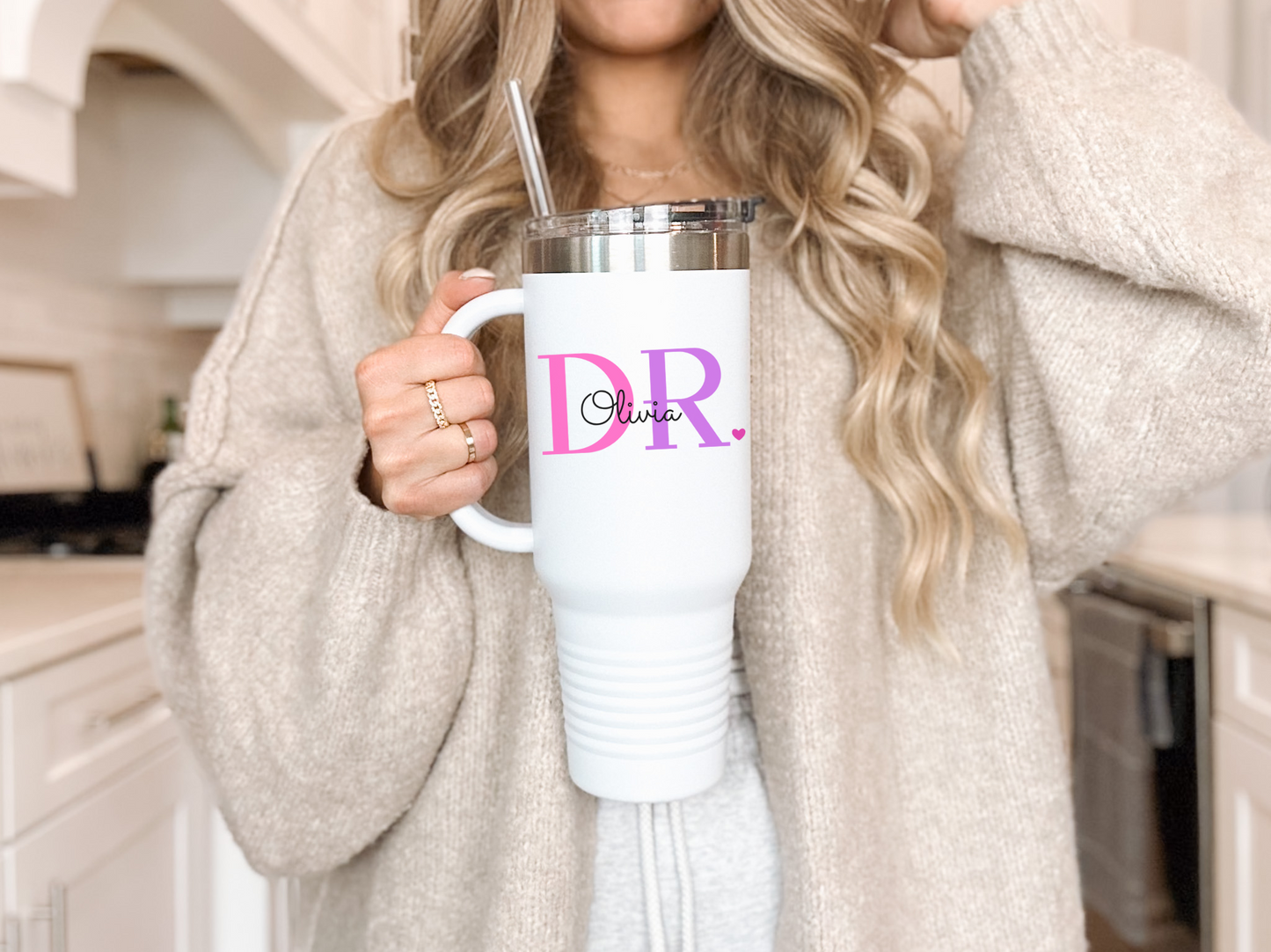 Stylish Insulated Travel Mug, 40oz - Personalized Drinkware for Coffee Lovers, Outdoor Adventures, Gift for Her, Custom Design