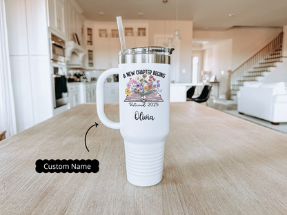 Teacher Retirement Travel Tumbler, Personalized Retire Cup for Her, Funny Teacher Gift for Retirement 2025, Unique Retirement Travel Mug