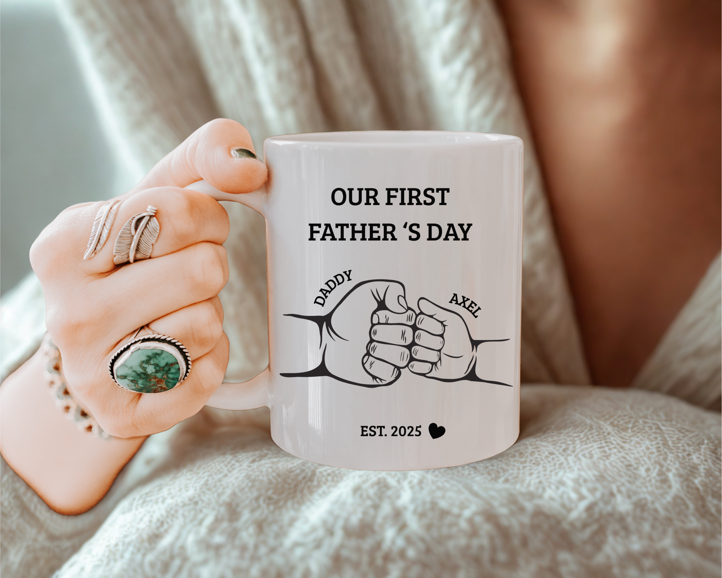 Personalized First Fathers Day Mug Gift for New Dad, Our First Father Day Present, Best 1st Time Daddy Mug, My First Fathers Day Cup,Dad Mug