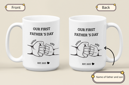 Personalized First Fathers Day Mug Gift for New Dad, Our First Father Day Present, Best 1st Time Daddy Mug, My First Fathers Day Cup,Dad Mug