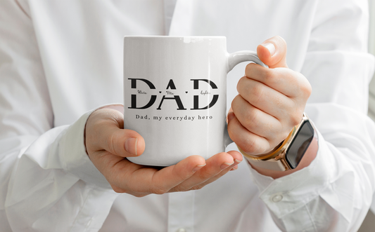 Custom Name Fathers Day Mug for Dad, Personalized 1st Fathers Day Gift from Kids, New Dad Mug, Daddy Cup, Best Dad Ever Present, Mug for Dad