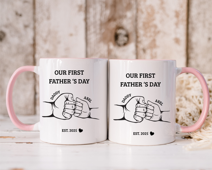 Personalized First Fathers Day Mug Gift for New Dad, Our First Father Day Present, Best 1st Time Daddy Mug, My First Fathers Day Cup, Daddy
