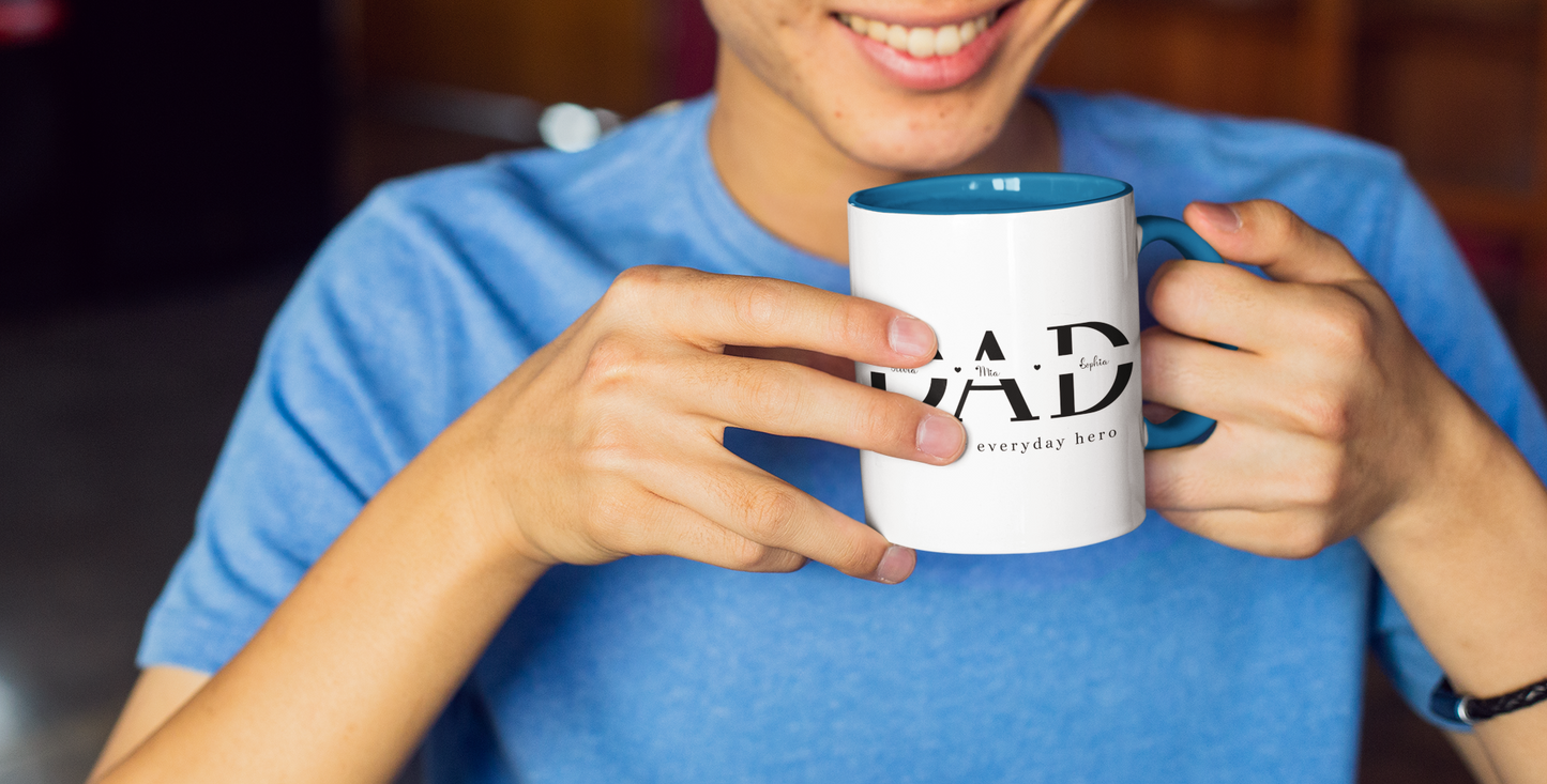 Custom Name Fathers Day Mug for Dad, Personalized 1st Fathers Day Gift from Kids, New Dad Mug, Daddy Cup, Best Dad Ever Present, Mug for Dad