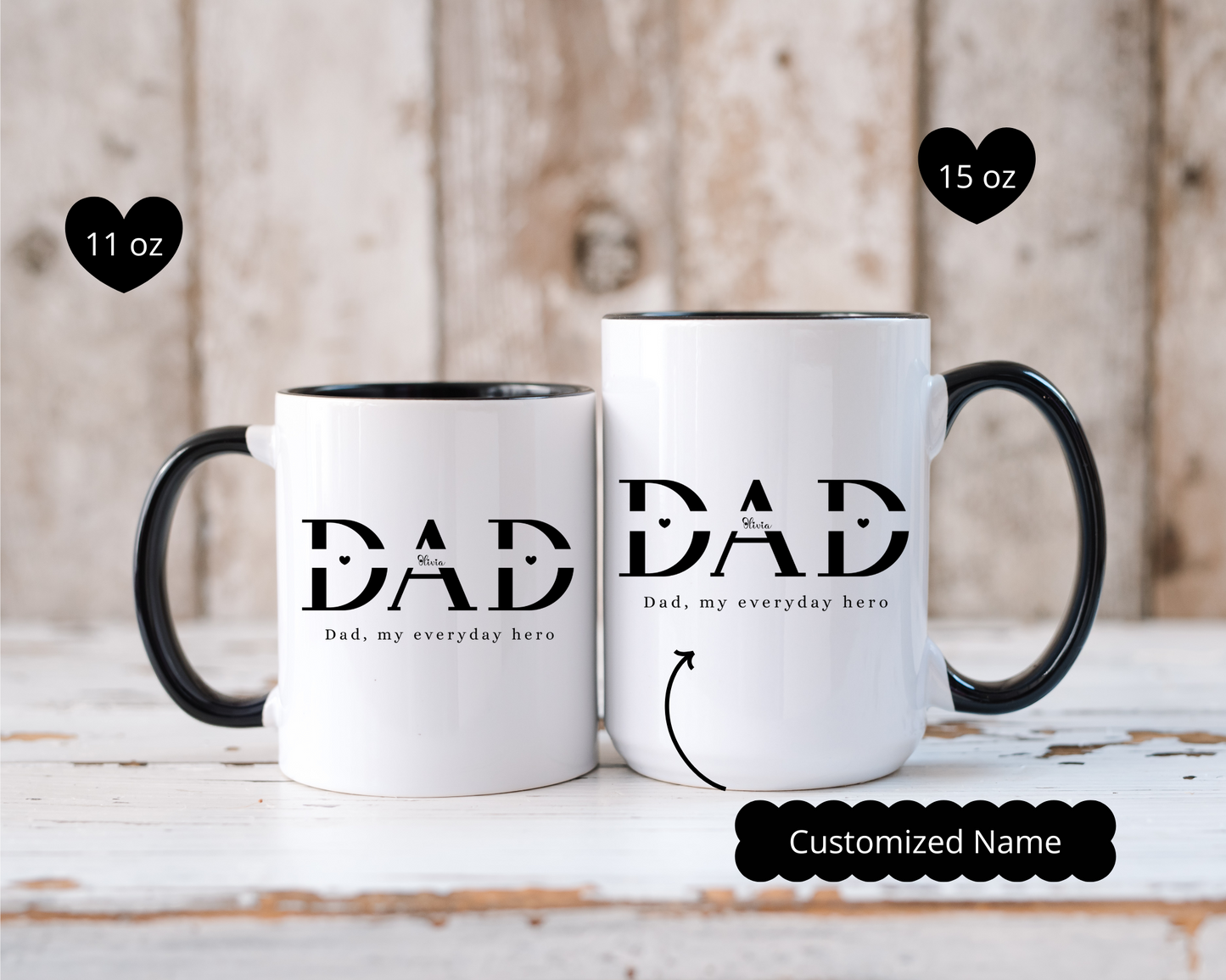 Custom Name Fathers Day Mug for Dad, Personalized 1st Fathers Day Gift from Kids, New Dad Mug, Daddy Cup, Best Dad Ever Present, Mug for Dad