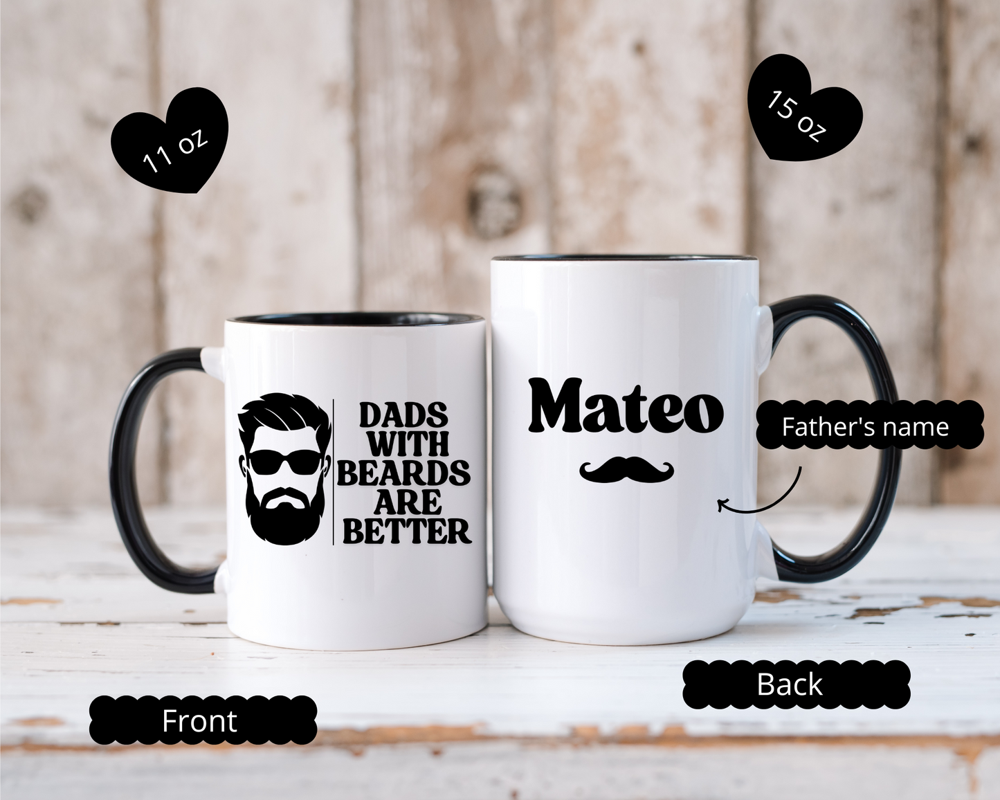 Custom Beard Lover Mug, Funny Dad Coffee Cup, Personalized Gift for Him, Dad Birthday or Father's Day Present from Son or Wife, Beard Dad