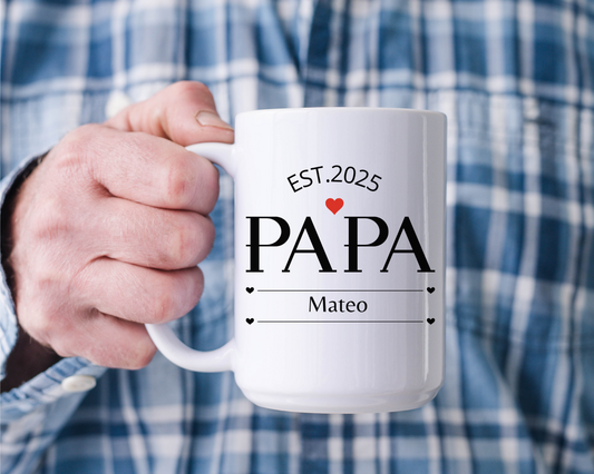 Custom Name Fathers Day Mug for Dad, Personalized 1st Fathers Day Gift from Kids, New Dad Mug, Daddy Cup, Best Dad Ever Present, Mug for Dad