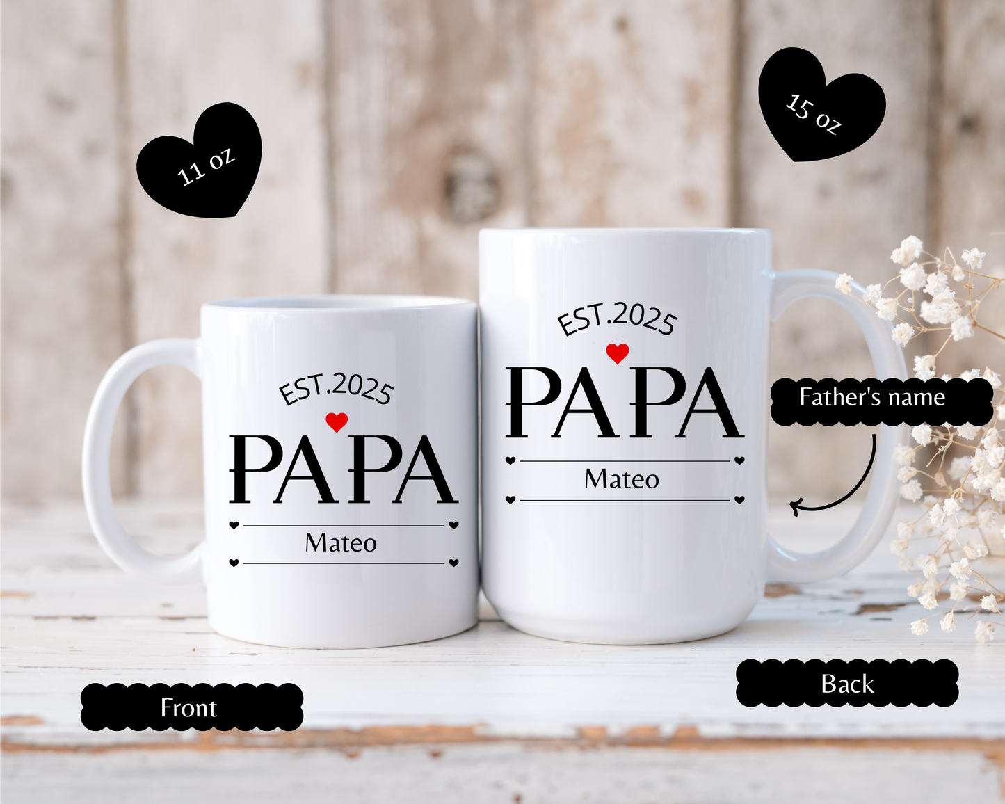 Custom Name Fathers Day Mug for Dad, Personalized 1st Fathers Day Gift from Kids, New Dad Mug, Daddy Cup, Best Dad Ever Present, Mug for Dad