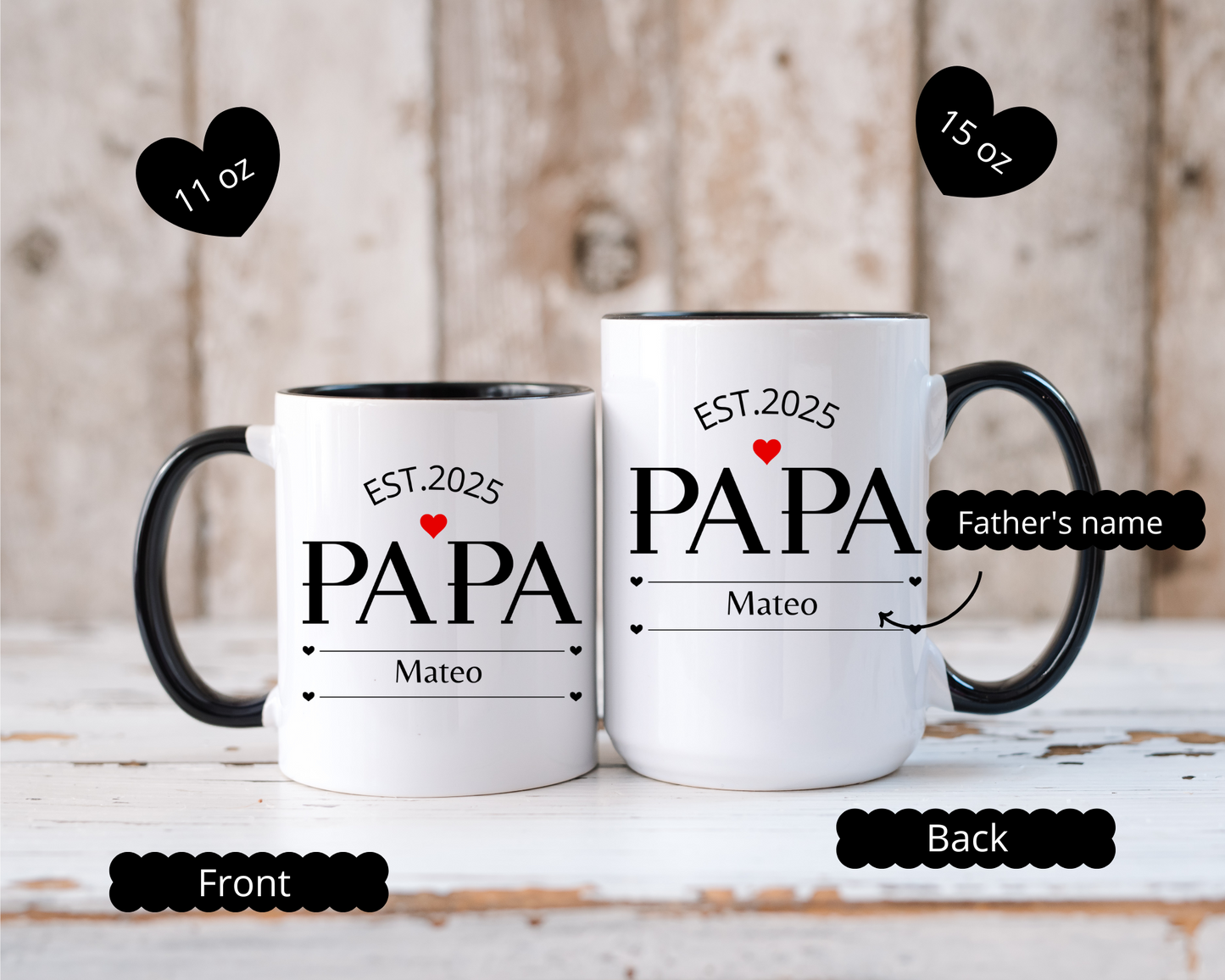 Custom Name Fathers Day Mug for Dad, Personalized 1st Fathers Day 2025 Gift from Kids, New Dad Mug, Daddy Cup, Best Dad Ever Present, Dad