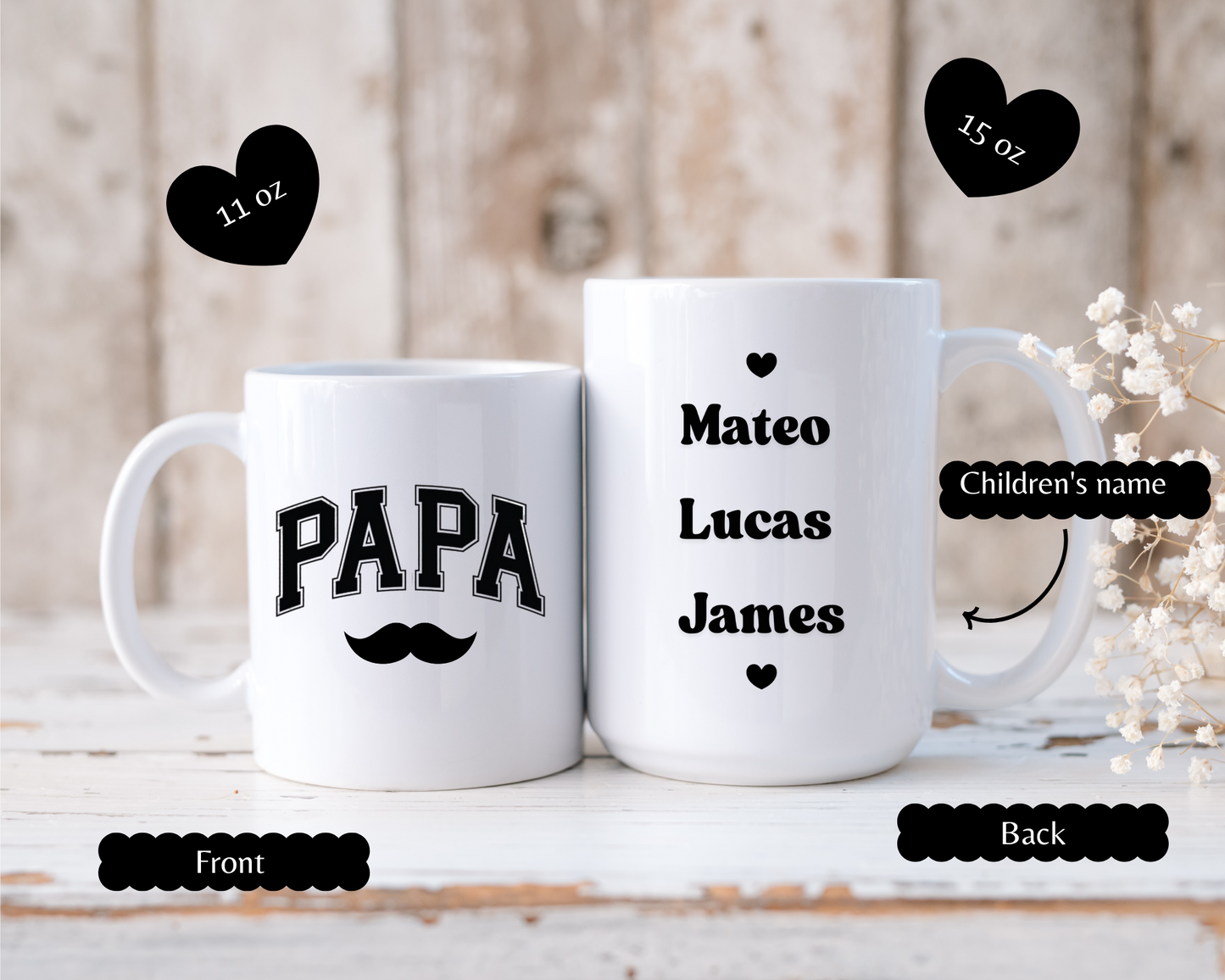 Personalized Mustache Mug for Dad, My First Father's Day Gift, New Daddy Coffee Cup,  Best First Father's Day Present for Him, Gift For Dad