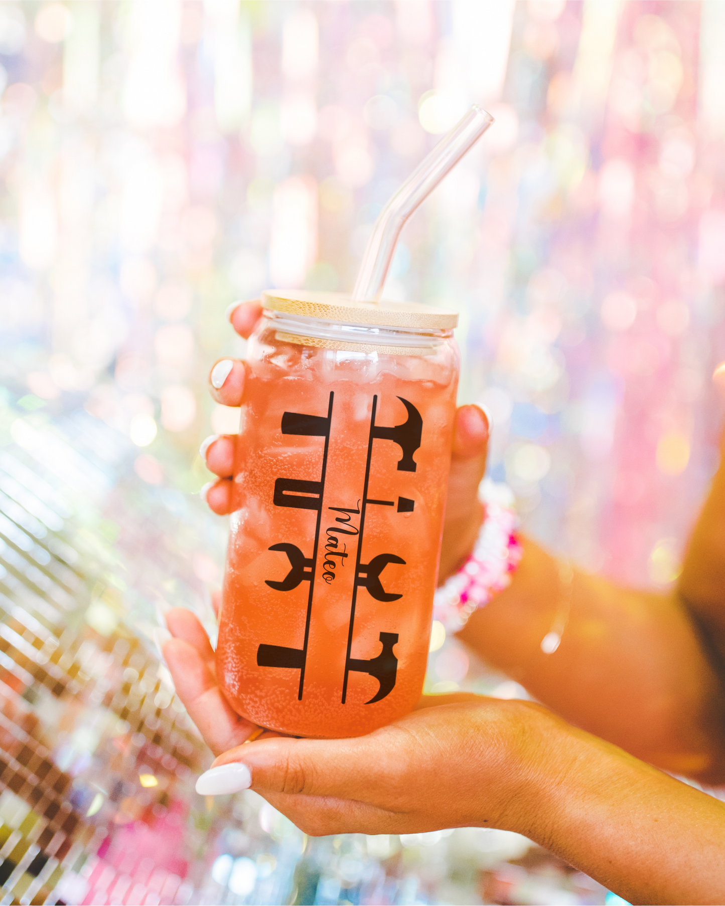 Personalized Dad Glass Cup, Iced Coffee Glass Gift from Daughter, Custom Father's Day Glass, Unique Gift for Dad Husband, Dad Sipper Glass
