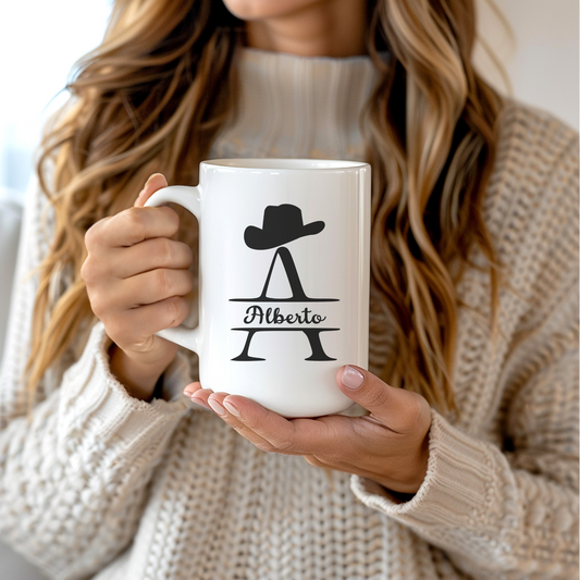 Funny Nutrition Fact Dad Mug, Coffee Cup with Cowboy Hat Design, Custom Mug with Names, Personalized Gift for Him or Father's Day, Dad Gift