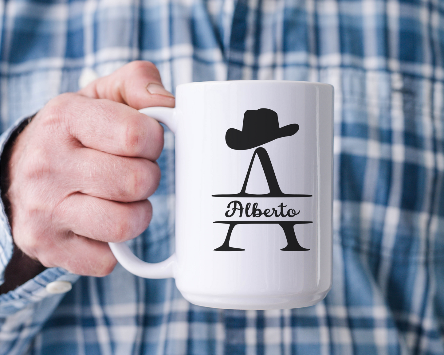 Funny Nutrition Fact Dad Mug, Coffee Cup with Cowboy Hat Design, Custom Mug with Names, Personalized Gift for Him or Father's Day, Dad Gift