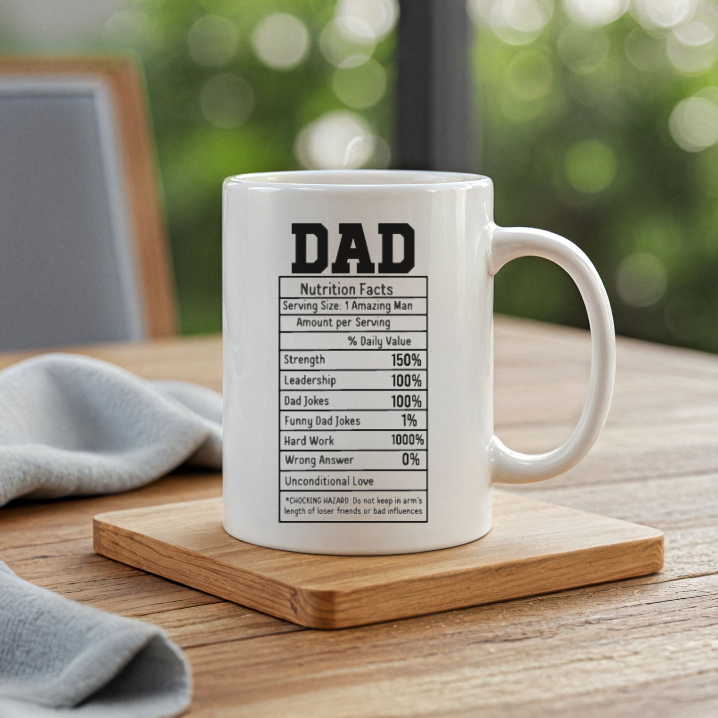 Funny Nutrition Fact Dad Mug, Coffee Cup with Cowboy Hat Design, Custom Mug with Names, Personalized Gift for Him or Father's Day, Dad Gift