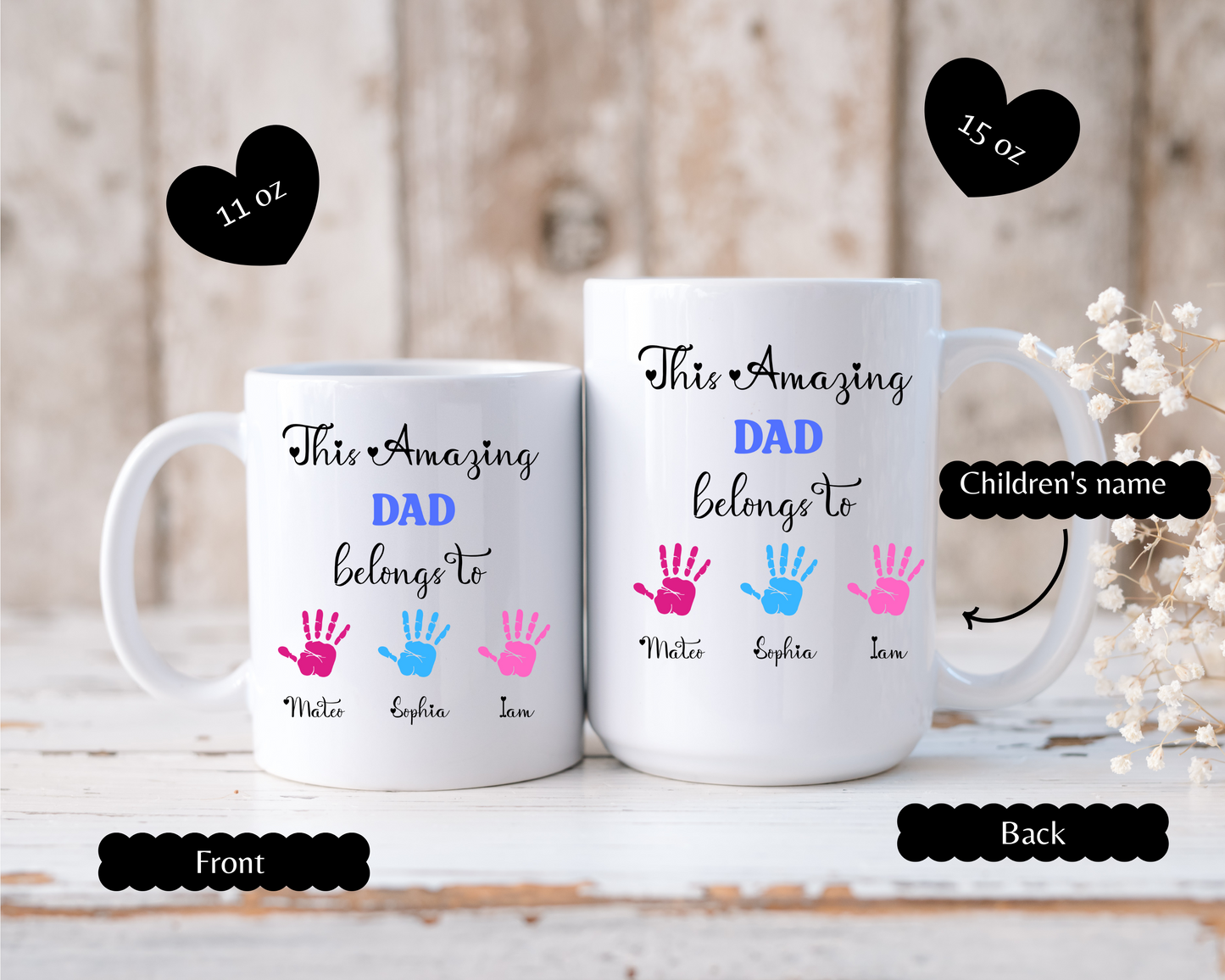 Personalized First Fathers Day Mug Gift for New Dad, Our First Father Day Present, Best 1st Time Daddy Mug, My First Fathers Day Cup,Dad Mug