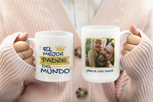 Custom Photo Mug for Dad, Personalized Family Coffee Cup with Picture, Best Dad Mug from Wife, Daughter or Son, Father's Day Gift Idea