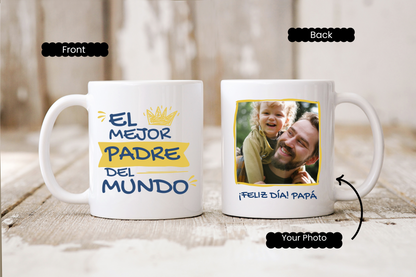 Custom Photo Mug for Dad, Personalized Family Coffee Cup with Picture, Best Dad Mug from Wife, Daughter or Son, Father's Day Gift Idea