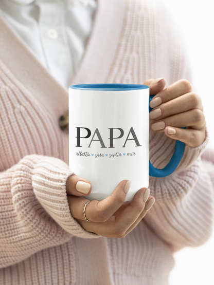 Custom Dad Coffee Mug, Personalized Mug with Dad and Kids' Names, Father's Day Gift from Son, Daughter or Wife, Birthday Gift for Husband