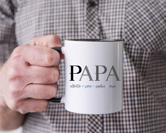 Custom Dad Coffee Mug, Personalized Mug with Dad and Kids' Names, Father's Day Gift from Son, Daughter or Wife, Birthday Gift for Husband