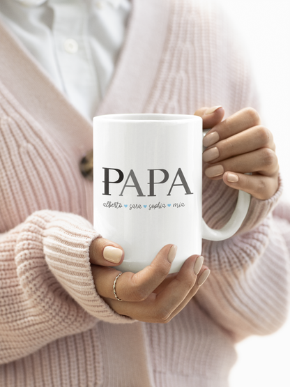 Custom Dad Coffee Mug, Personalized Mug with Dad and Kids' Names, Father's Day Gift from Son, Daughter or Wife, Birthday Gift for Husband