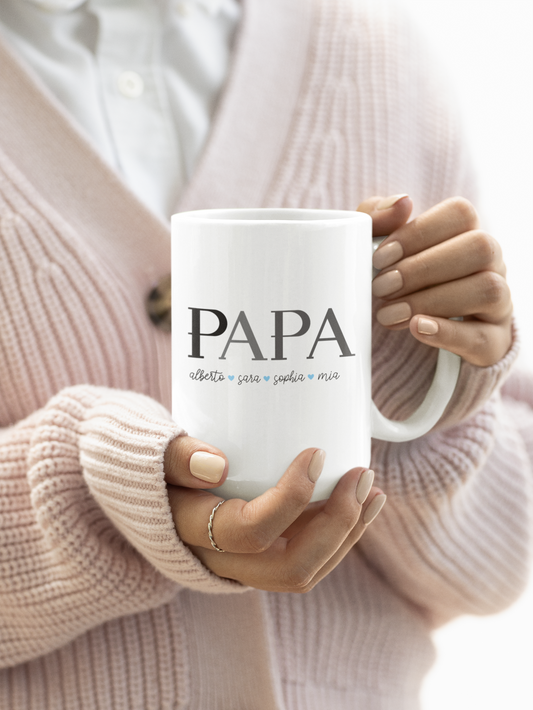 Custom Dad Coffee Mug, Personalized Mug with Dad and Kids' Names, Father's Day Gift from Son, Daughter or Wife, Birthday Gift for Husband