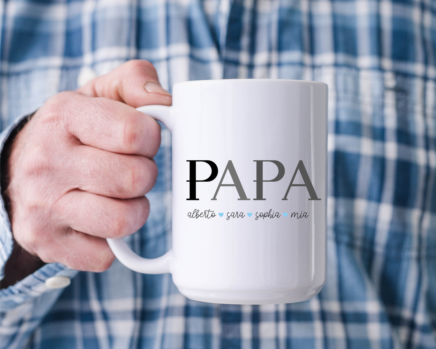 Custom Dad Coffee Mug, Personalized Mug with Dad and Kids' Names, Father's Day Gift from Son, Daughter or Wife, Birthday Gift for Husband