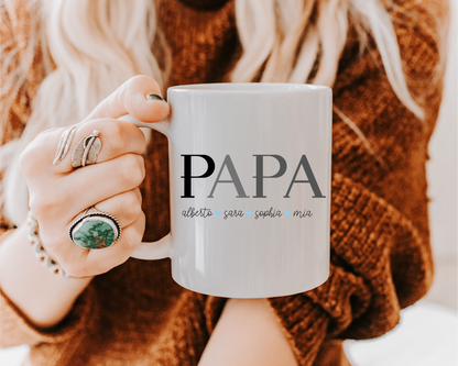 Custom Dad Coffee Mug, Personalized Mug with Dad and Kids' Names, Father's Day Gift from Son, Daughter or Wife, Birthday Gift for Husband