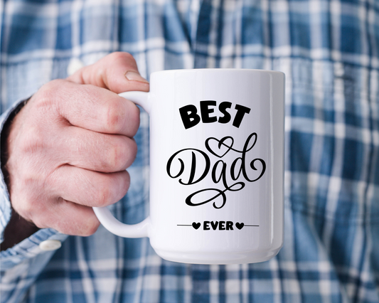 Best Dad Mug, Custom Coffee Cup with Kids' Names and Handprints, Personalized Gift for Dad from Son, Daughter or Wife, Father's Day Mug