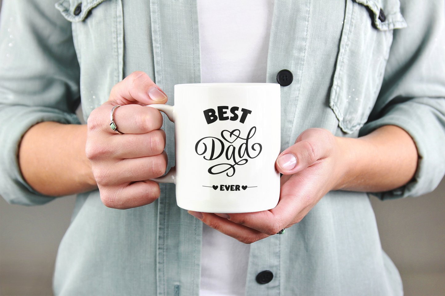 Best Dad Mug, Custom Coffee Cup with Kids' Names and Handprints, Personalized Gift for Dad from Son, Daughter or Wife, Father's Day Mug