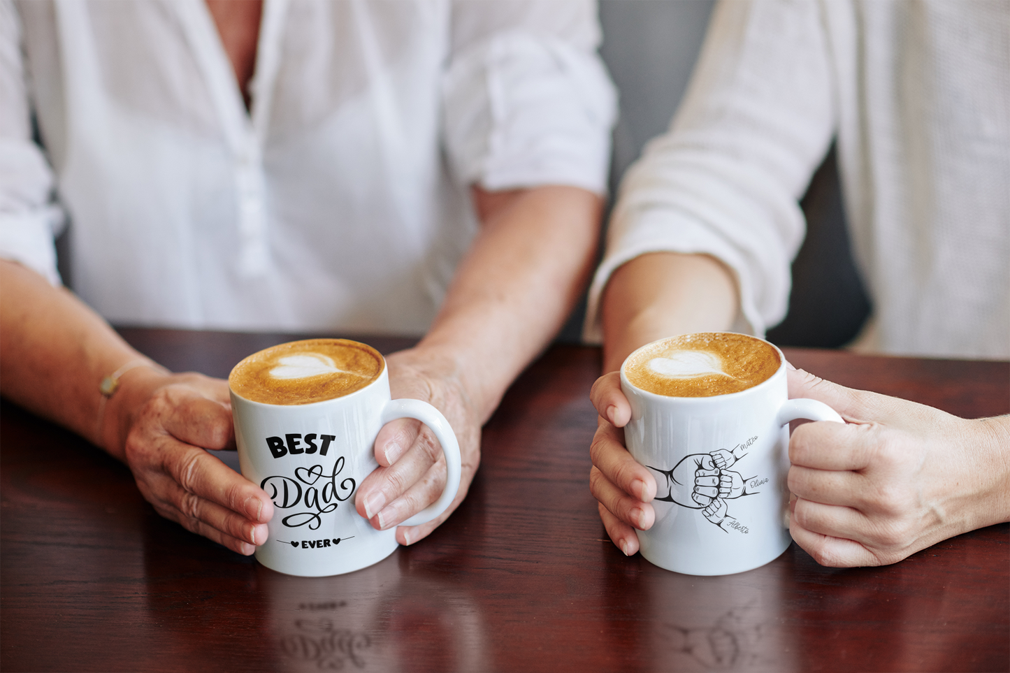 Best Dad Mug, Custom Coffee Cup with Kids' Names and Handprints, Personalized Gift for Dad from Son, Daughter or Wife, Father's Day Mug